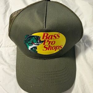 Bass Pro Shops Green Mesh Back Fishing Cap with Logo Patch